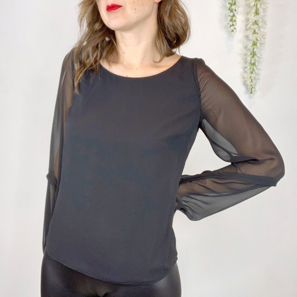 ERIN FETHERSTONE black top sheer long sleeve 1452